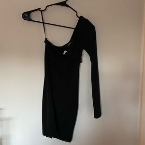 Free People Motel One Shoulder Long Sleeve Mini Dress